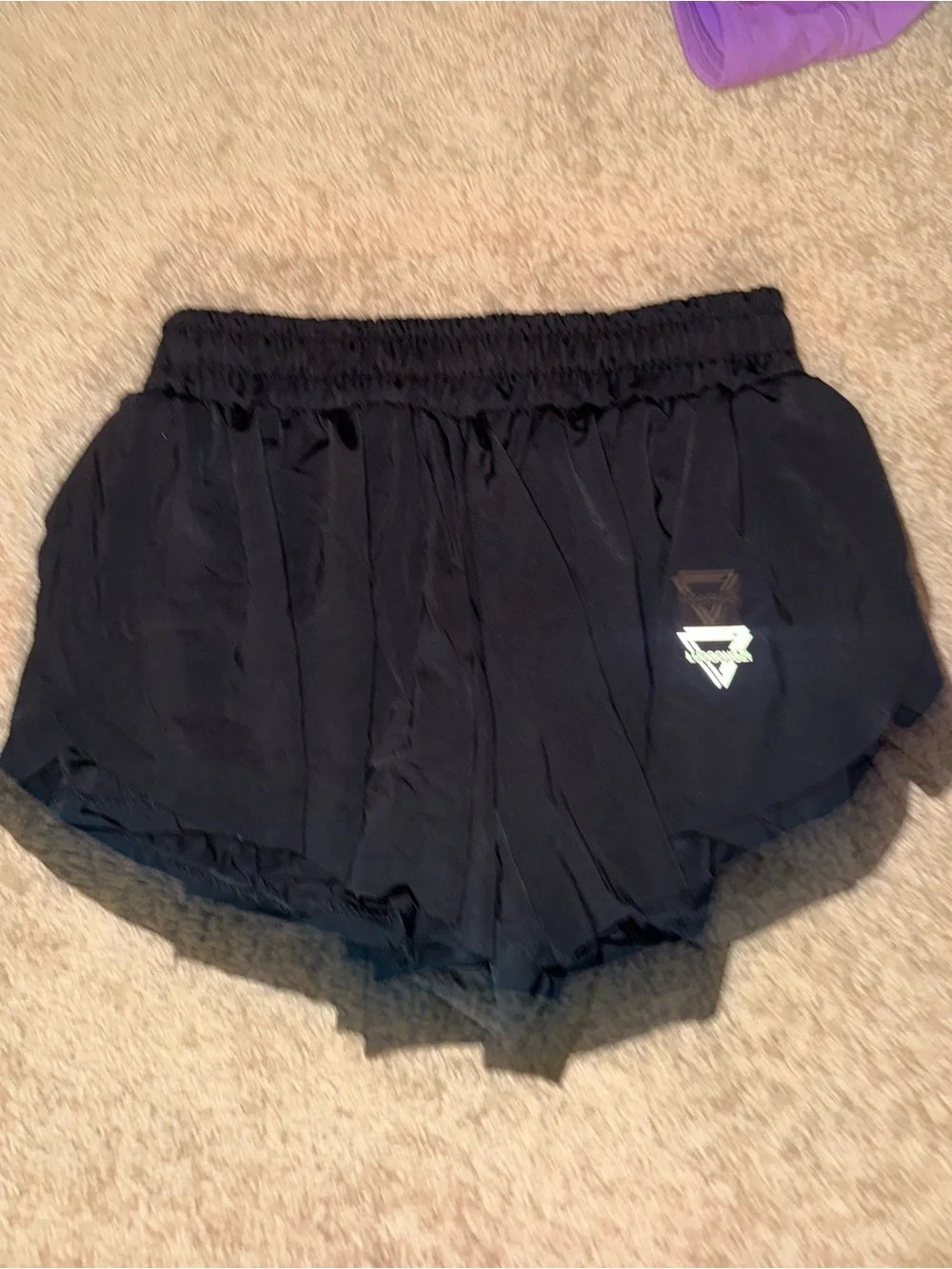 Black Women's Running flowy Shorts with Reflective Logo
